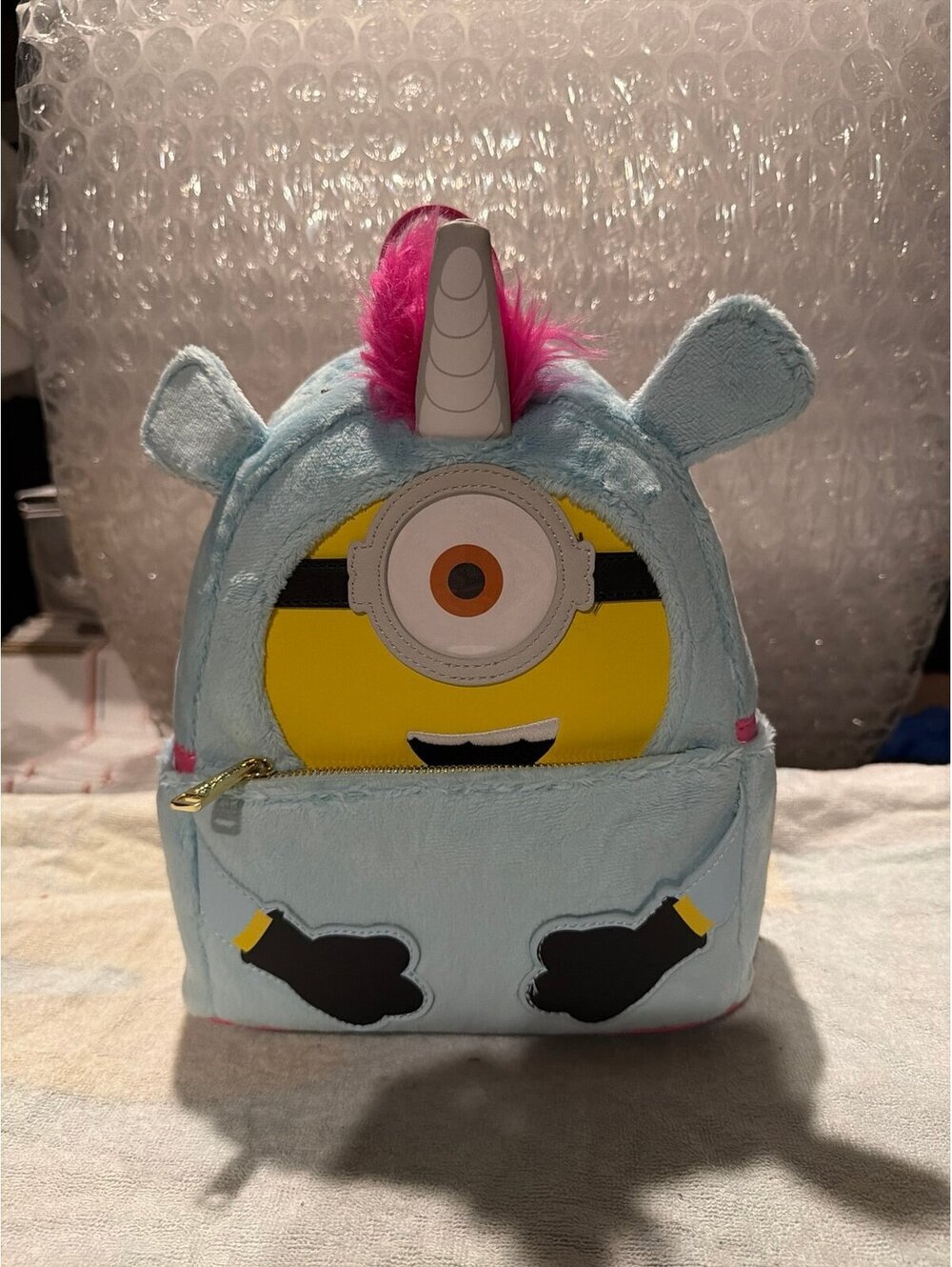 Loungefly Minions Fluffy Unicorn Exclusive Costume Plush Mini Backpack NWT